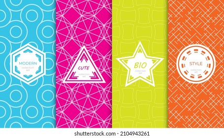 Conjunto de coloridos patrones geométricos sin costuras. Resumen de diseño gráfico colorido simple patrón. Patrón colorido y sin brillo.