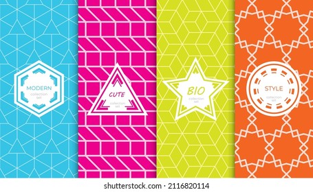Set of colorful geometric seamless patterns. Abstract colorful graphic design simple pattern. Seamless colorful pattern.