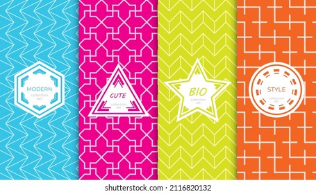 Conjunto de coloridos patrones geométricos sin costuras. Resumen de diseño gráfico colorido simple patrón. Patrón colorido y sin brillo.