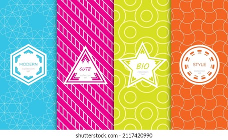 Set of colorful geometric seamless patterns. Abstract colorful graphic design simple pattern. Seamless colorful pattern.