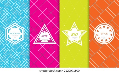 Set of colorful geometric seamless patterns. Abstract colorful graphic design simple pattern. Seamless colorful pattern.