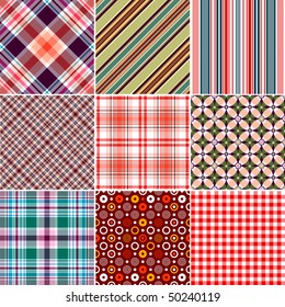 Set colorful geometric seamless patterns (vector, EPS 10)