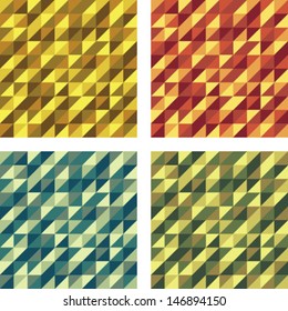 Set of Colorful Geometric Seamless textures, raster illustration 