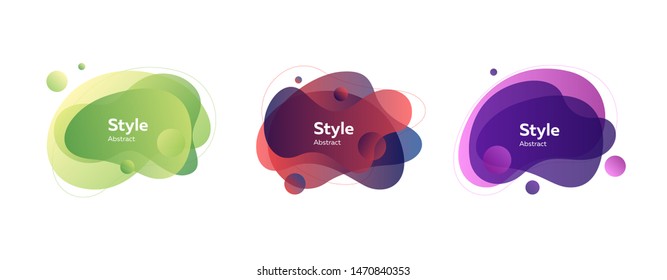 Set of colorful geometric shapes. Dynamical colored forms. Gradient banners with flowing liquid shapes. Template for design of logo, website or presentation. Vector illustration