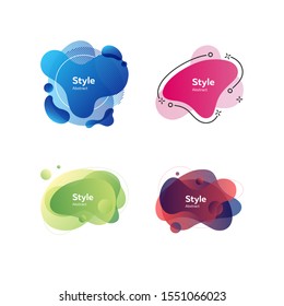 Set of colorful geometric shapes. Dynamical colored forms. Gradient banners with flowing liquid shapes. Template for design of logo, website or presentation. Vector illustration