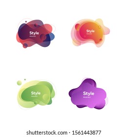 Set of colorful geometric shapes. Dynamical colored forms. Gradient banners with flowing liquid shapes. Template for design of logo, website or presentation. Vector illustration