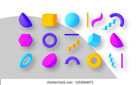 Set of colorful geometric shapes. Elements for design. Isolated vector objects.