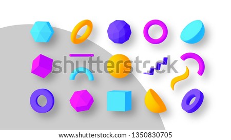 Set of colorful geometric shapes. Elements for design. Isolated vector objects.