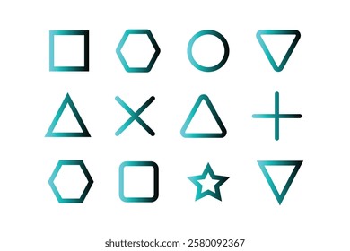 Set of Colorful Geometric Shapes for Game Icons or UI Design.