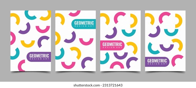 Set of colorful geometric shapes poster vector design