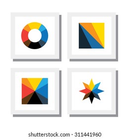 set of colorful geometric shapes of triangle, circle, square and star - vector icons