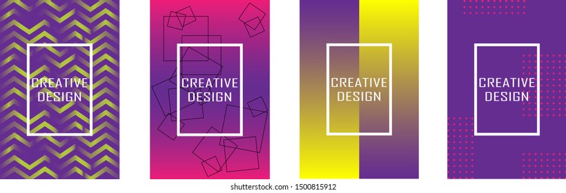 Set of colorful geometric square backgrounds. Minimal geometric pattern. Vector illustration eps 10.