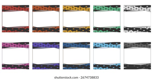 A set of colorful geometric square frames. These vibrant and modern designs are perfect for posters, invitations, social media graphics, and more.