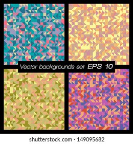 Set of colorful geometric textures. Abstract backgrounds. Vector illustration EPS 10.
