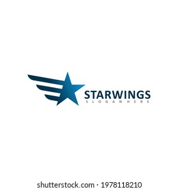set of colorful geometric wings logo. abstract star aircraft symbol vector