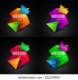 Set of colorful geometrical web boxes