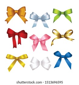 Set of colorful gift bows. Vector illustration. Concept for invitation, banners, gift cards, congratulation or website layout vector.