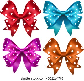 Set of colorful gift bows. Vector illustration. Created with gradient mesh. Concept for  invitation, banners, gift cards, congratulation or website layout vector.