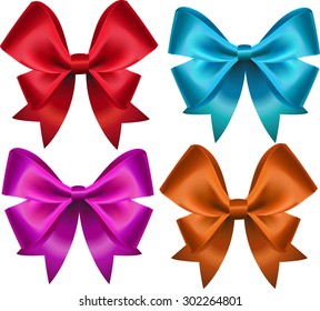 Set of colorful gift bows. Vector illustration. Created with gradient mesh. Concept for  invitation, banners, gift cards, congratulation or website layout vector.