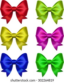 Set of colorful gift bows. Vector illustration. Created with gradient mesh. Concept for  invitation, banners, gift cards, congratulation or website layout vector.