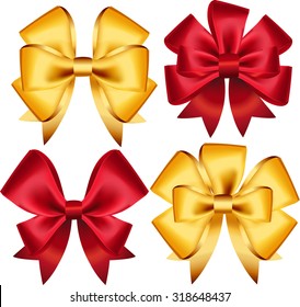 Set of colorful gift bows. Vector illustration. Created with gradient mesh. Concept for invitation, banners, gift cards, congratulation or website layout vector.