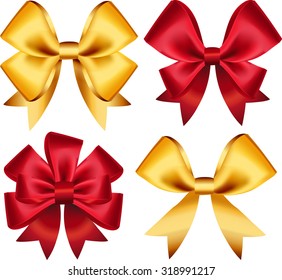 Set of colorful gift bows. Vector illustration. Created with gradient mesh. Concept for invitation, banners, gift cards, congratulation or website layout vector.