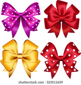 Set of colorful gift bows. Vector illustration. Created with gradient mesh. Concept for invitation, banners, gift cards, congratulation or website layout vector.