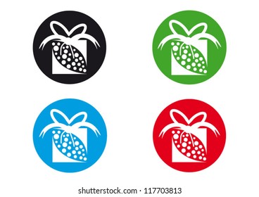 Set of colorful gift box circle label