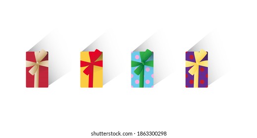 Set of colorful gift box, Vector illustration.
