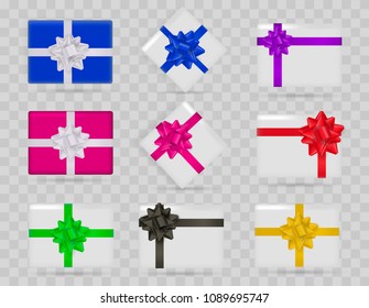 Set of colorful gift boxes with bow. Vector illustration