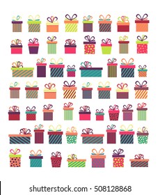 Set of colorful gift boxes, flat design