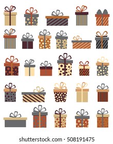 Set of colorful gift boxes, flat design
