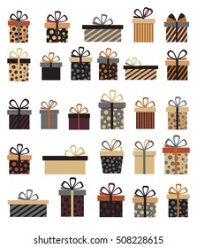 Set of colorful gift boxes, flat design