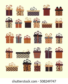 Set of colorful gift boxes, flat design
