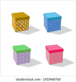 Set of colorful gift boxes. Isometric image.