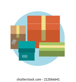 Set of colorful gift boxes with ribbons in flat design style