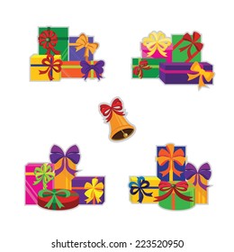 Set of colorful gift boxes. Vector illustration