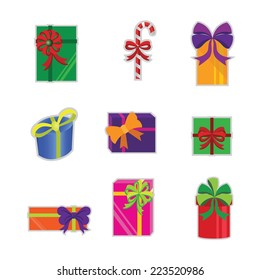 Set of colorful gift boxes. Vector illustration