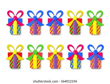 set of colorful gift boxes. Vector illustration.