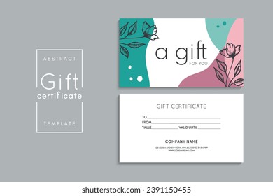 Set of colorful gift cards template. Modern style vector illustration of flowers for saloon, gallery, spa, shop. Gift voucher	