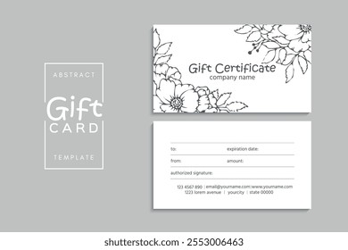Set of colorful gift cards template. Modern style vector illustration of flowers for saloon, gallery, spa, shop. Gift voucher