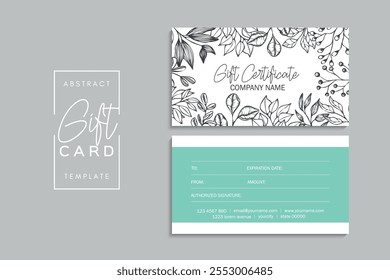 Conjunto de Plantilla de Tarjetas de regalo de colores. Ilustración vectorial de estilo moderno de flores para salón, Galería, spa, tienda. Bono regalo