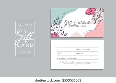 Set of colorful gift cards template. Modern style vector illustration of flowers for saloon, gallery, spa, shop. Gift voucher