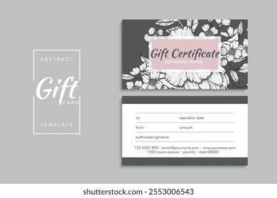 Set of colorful gift cards template. Modern style vector illustration of flowers for saloon, gallery, spa, shop. Gift voucher