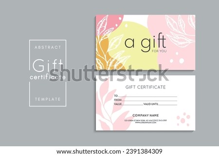  Set of colorful gift cards template. Modern style vector illustration of flowers for saloon, gallery, spa, shop. Gift voucher