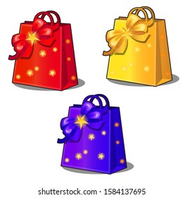 Set of colorful gifts isolated on a white background. Vector cartoon close-up illustration
