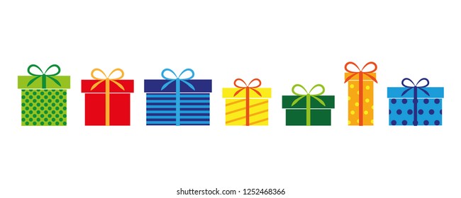 set of colorful gifts present for birthday and christmas vector illustration EPS10