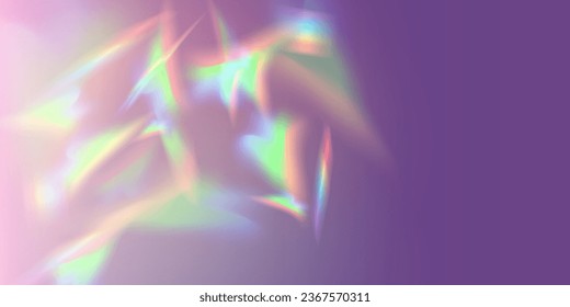 Set of colorful glare particles, vector lenses, crystal rainbow light and transparent glare effects. Background overlay. Prism concept.