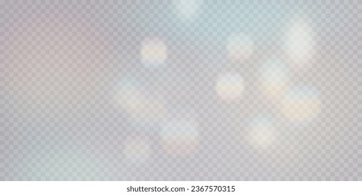 Set von bunten Brillenpartikeln, Vektorlinsen, kristallklarem Regenbogenlicht und transparenten Brilleneffekten. Hintergrund-Overlay. Prismenkonzept.