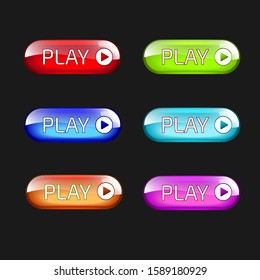 Set of colorful glass buttons. Web design elements